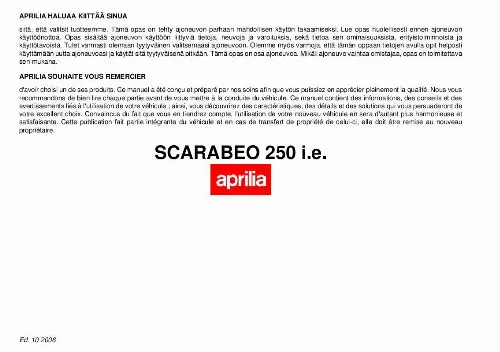 Mode d'emploi APRILIA SCARABEO 250 I.E.