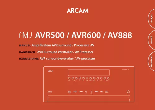 Mode d'emploi ARCAM AVR600
