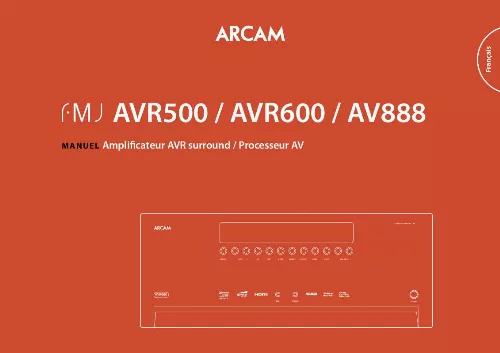 Mode d'emploi ARCAM FMJ AVR500