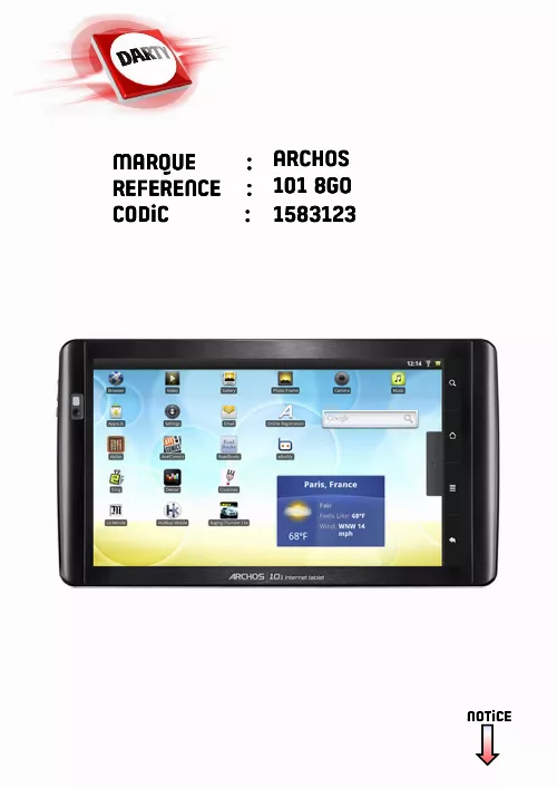 Mode d'emploi ARCHOS 101 CESIUM