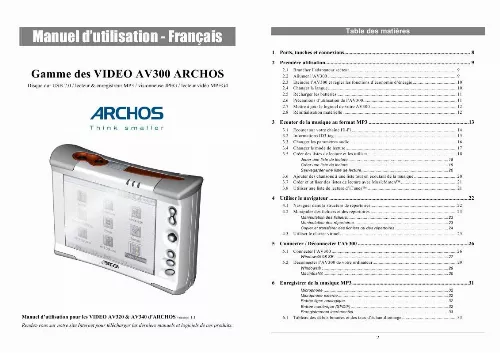 Mode d'emploi ARCHOS AV320