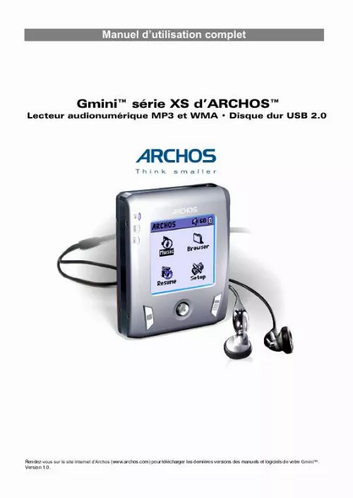 Mode d'emploi ARCHOS GMINI XS 200
