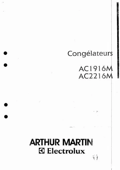 Mode d'emploi ARTHUR MARTIN AC2216M