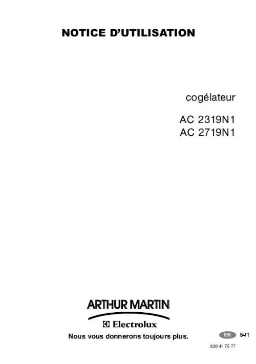 Mode d'emploi ARTHUR MARTIN AC2719N1