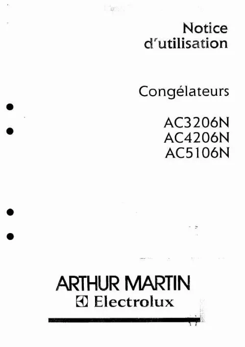 Mode d'emploi ARTHUR MARTIN AC3206N