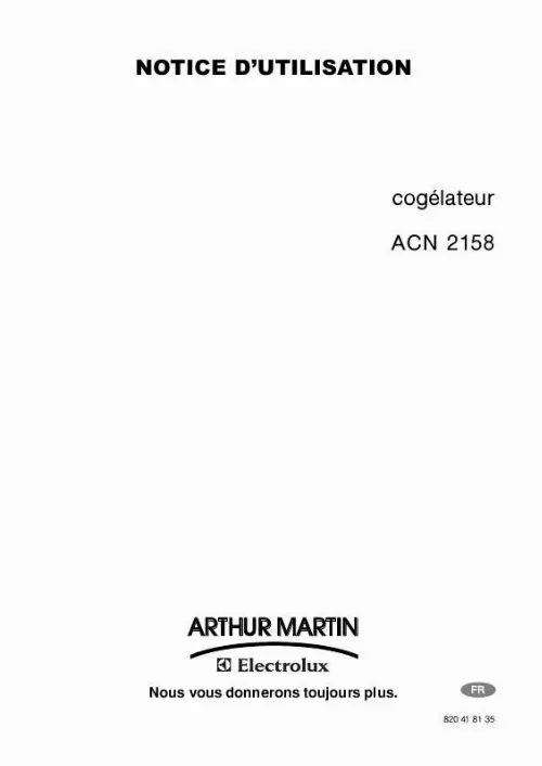 Mode d'emploi ARTHUR MARTIN ACN2158