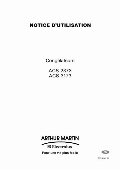 Mode d'emploi ARTHUR MARTIN ACS2373
