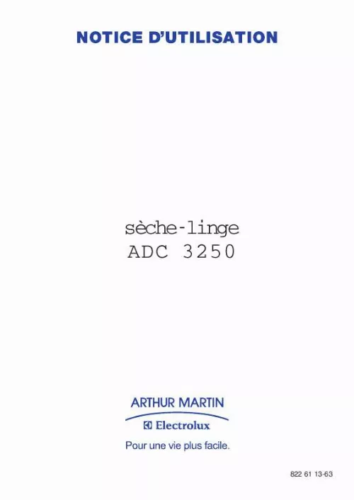 Mode d'emploi ARTHUR MARTIN ADC3250