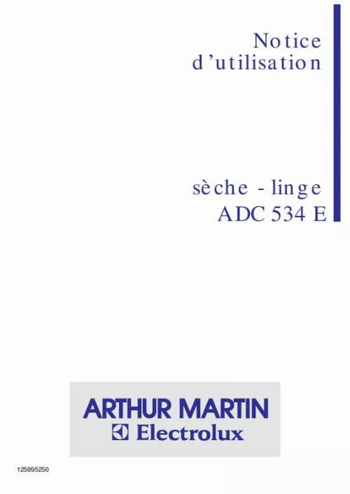 Mode d'emploi ARTHUR MARTIN ADC534E