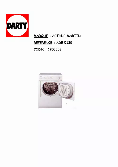 Mode d'emploi ARTHUR MARTIN ADE 5130