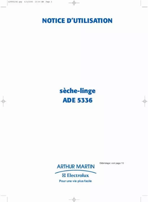 Mode d'emploi ARTHUR MARTIN ADE 5336 & ADE5336