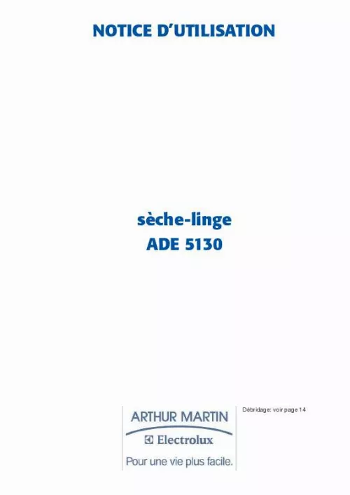 Mode d'emploi ARTHUR MARTIN ADE5130