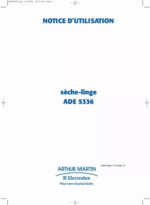 Mode d'emploi ARTHUR MARTIN ADE5336
