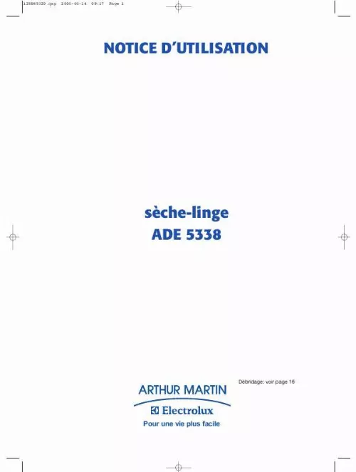 Mode d'emploi ARTHUR MARTIN ADE5338