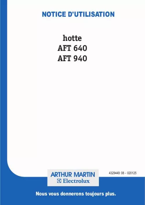 Mode d'emploi ARTHUR MARTIN AFT640B