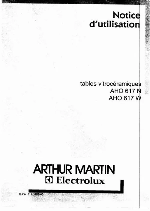 Mode d'emploi ARTHUR MARTIN AHO617N