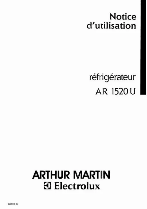 Mode d'emploi ARTHUR MARTIN AR1520U-2