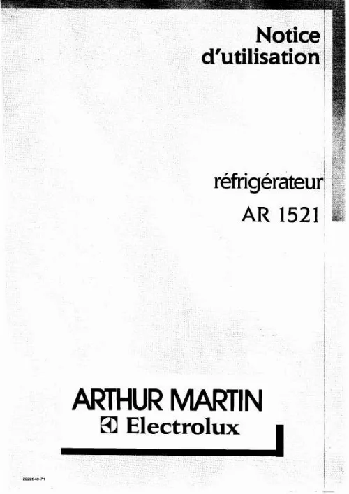 Mode d'emploi ARTHUR MARTIN AR1521W
