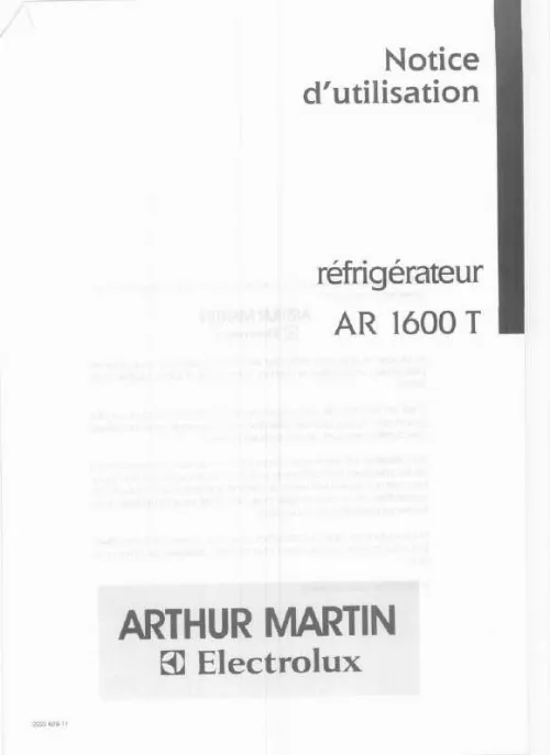 Mode d'emploi ARTHUR MARTIN AR1600T