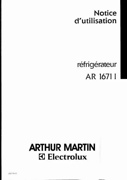 Mode d'emploi ARTHUR MARTIN AR1671I