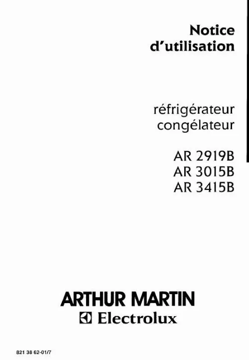 Mode d'emploi ARTHUR MARTIN AR2919B