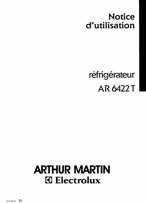 Mode d'emploi ARTHUR MARTIN AR6422T