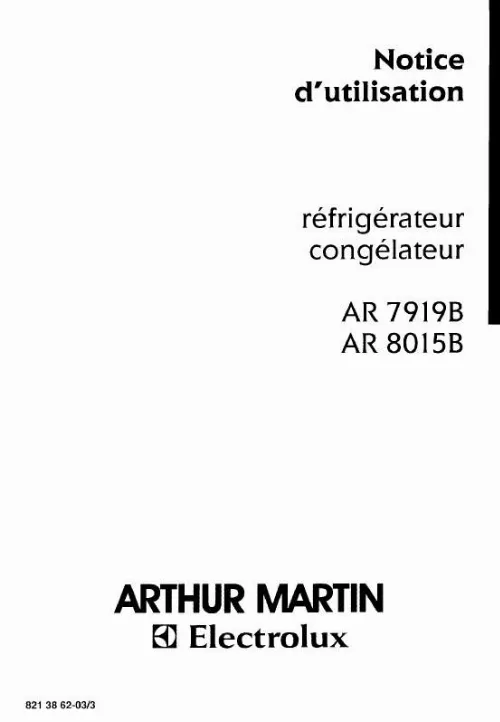 Mode d'emploi ARTHUR MARTIN AR8015B