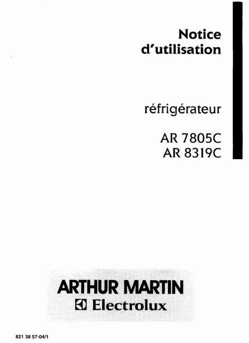Mode d'emploi ARTHUR MARTIN AR8319C