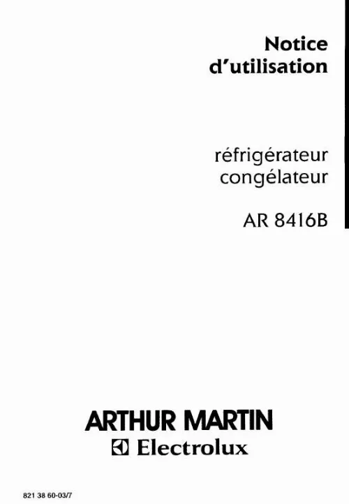Mode d'emploi ARTHUR MARTIN AR8416B