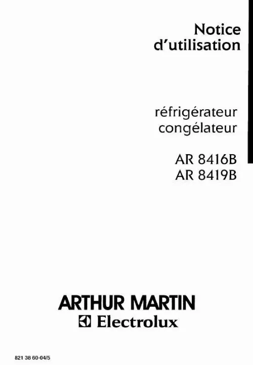 Mode d'emploi ARTHUR MARTIN AR8419B