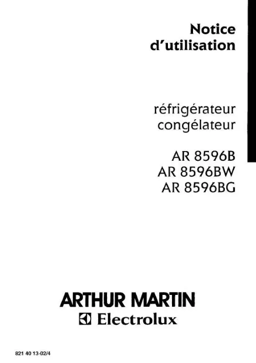 Mode d'emploi ARTHUR MARTIN AR8596W