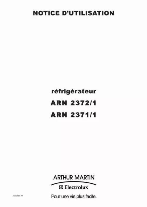 Mode d'emploi ARTHUR MARTIN ARN2372/1