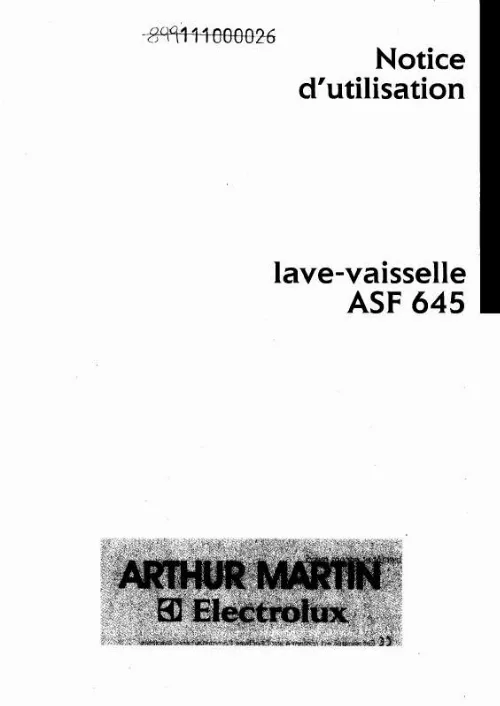 Mode d'emploi ARTHUR MARTIN ASF645-W