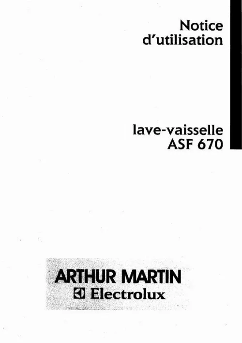 Mode d'emploi ARTHUR MARTIN ASF670B