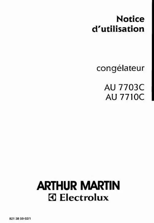 Mode d'emploi ARTHUR MARTIN AU7703C