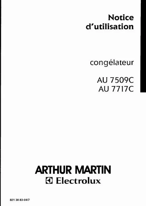 Mode d'emploi ARTHUR MARTIN AU7717C