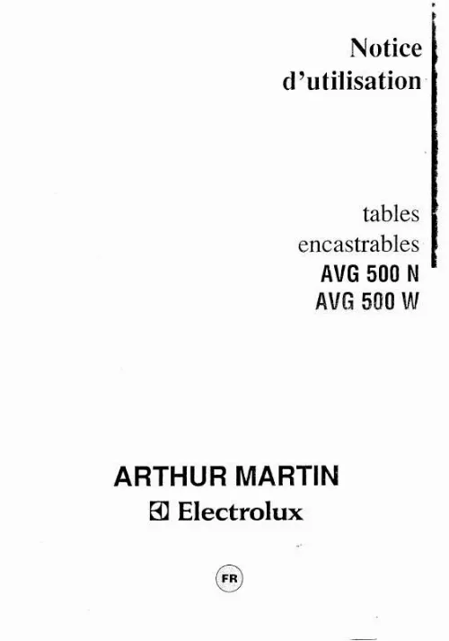 Mode d'emploi ARTHUR MARTIN AVG500W