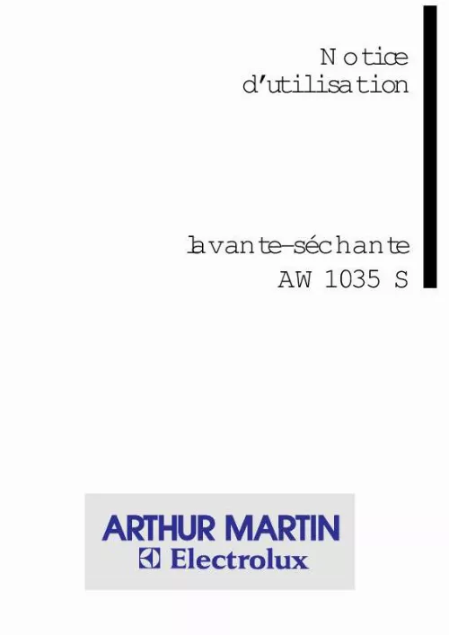 Mode d'emploi ARTHUR MARTIN AW1035S