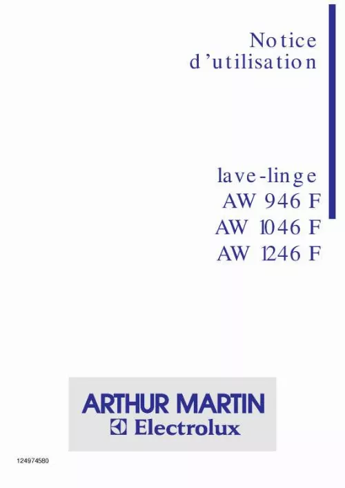 Mode d'emploi ARTHUR MARTIN AW1046F