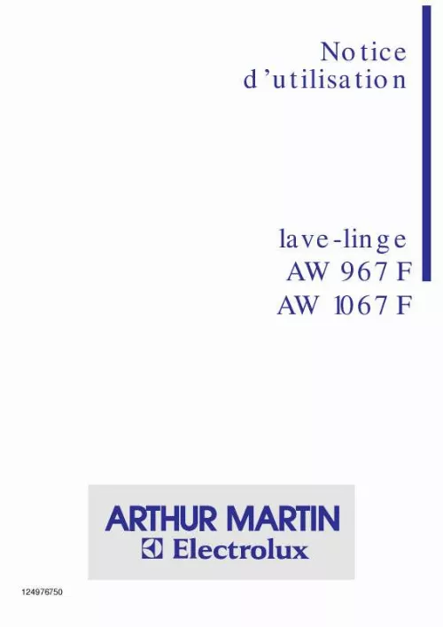 Mode d'emploi ARTHUR MARTIN AW1067F