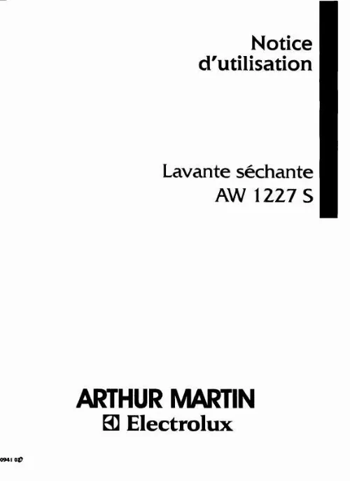Mode d'emploi ARTHUR MARTIN AW1227S