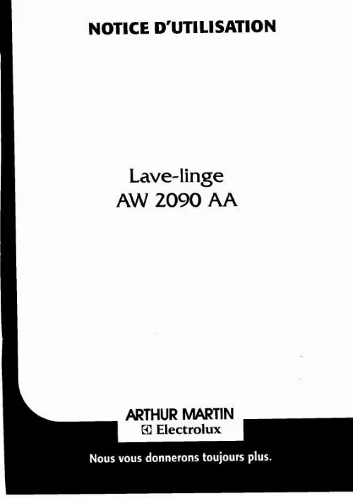 Mode d'emploi ARTHUR MARTIN AW2090AA