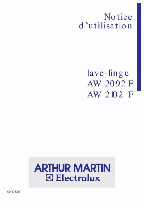 Mode d'emploi ARTHUR MARTIN AW2092F