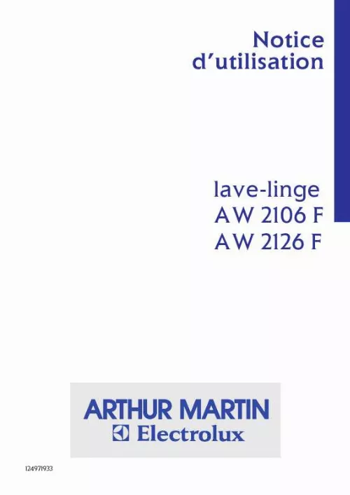 Mode d'emploi ARTHUR MARTIN AW2106F