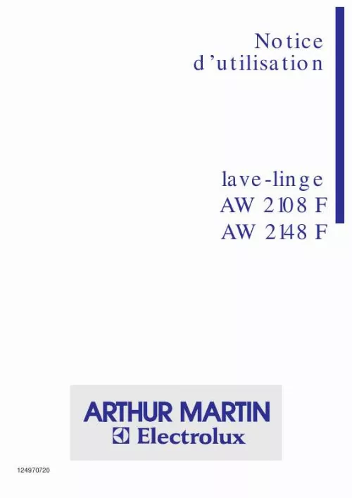 Mode d'emploi ARTHUR MARTIN AW2108F