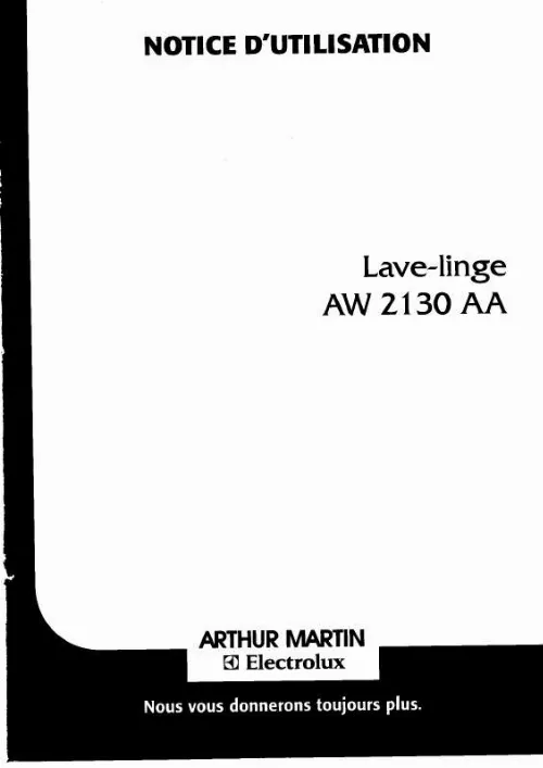 Mode d'emploi ARTHUR MARTIN AW2130AA
