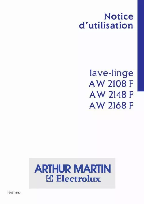 Mode d'emploi ARTHUR MARTIN AW2168F