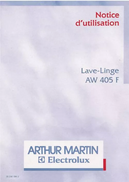 Mode d'emploi ARTHUR MARTIN AW405F