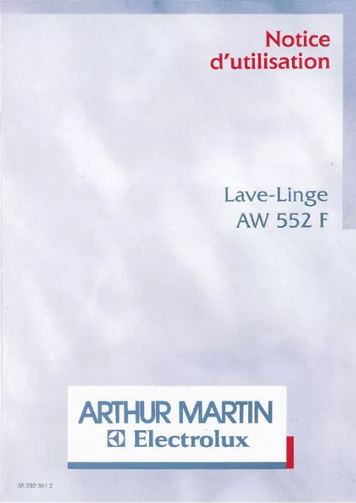 Mode d'emploi ARTHUR MARTIN AW552F