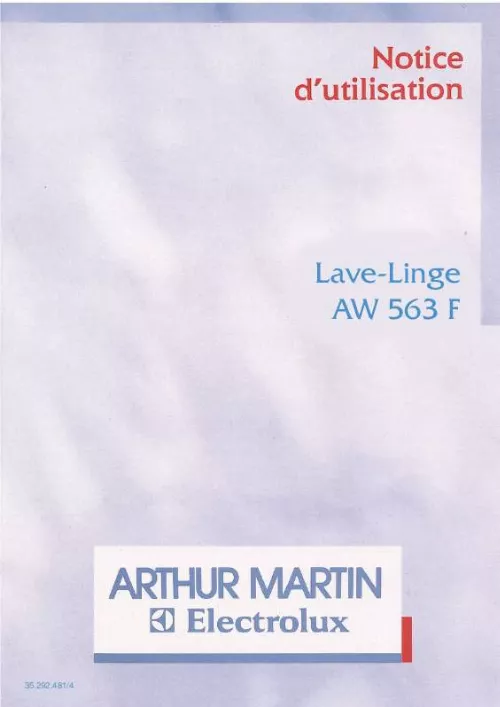 Mode d'emploi ARTHUR MARTIN AW563F